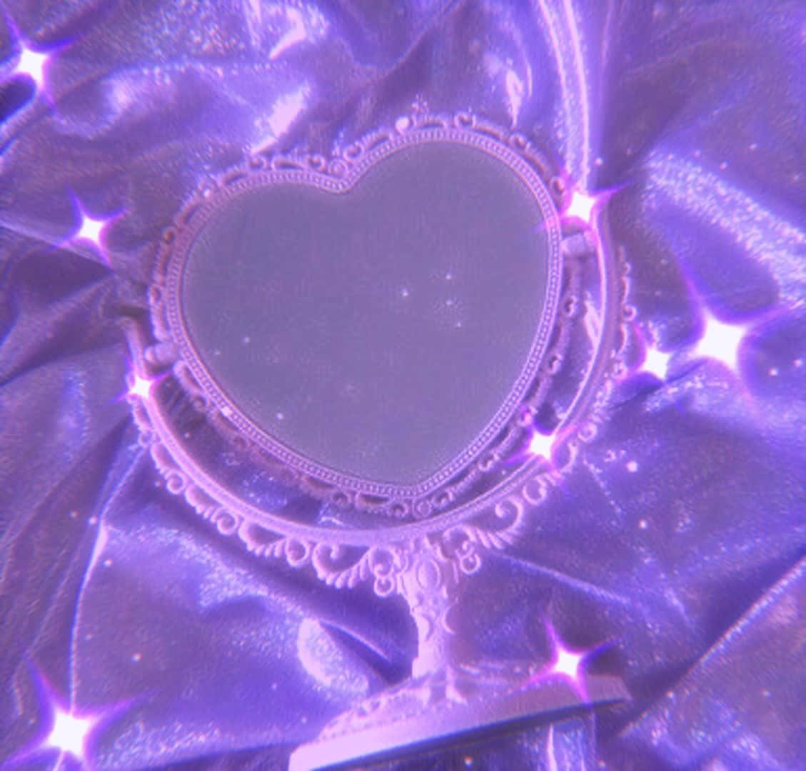 Purple Heart Mirror Glitter Sparkle Wallpaper