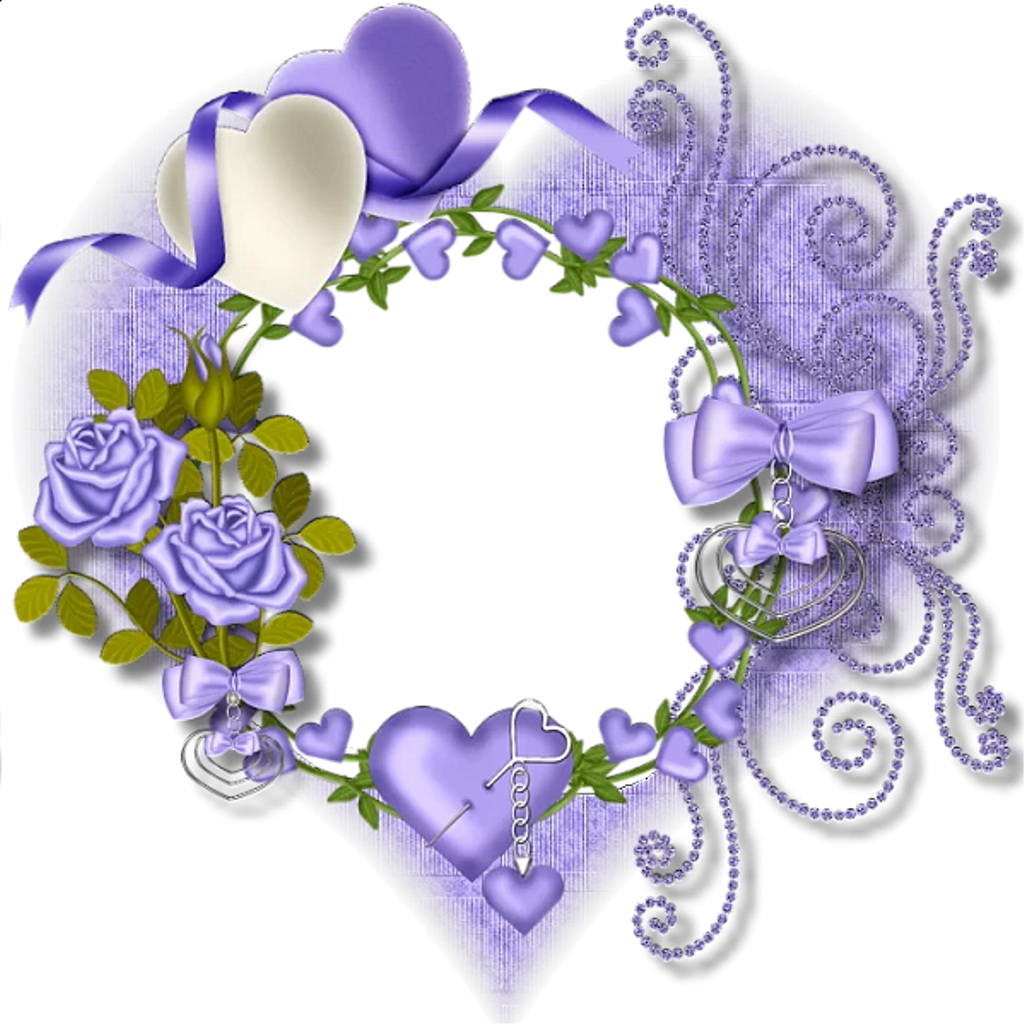 Purple Heart Rose Frame PNG