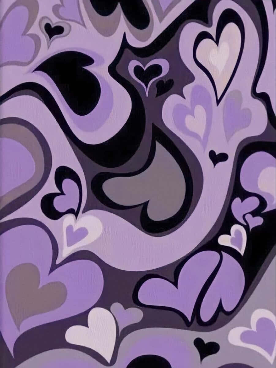 Purple Heart Swirls Pattern Y2 K Aesthetic Wallpaper