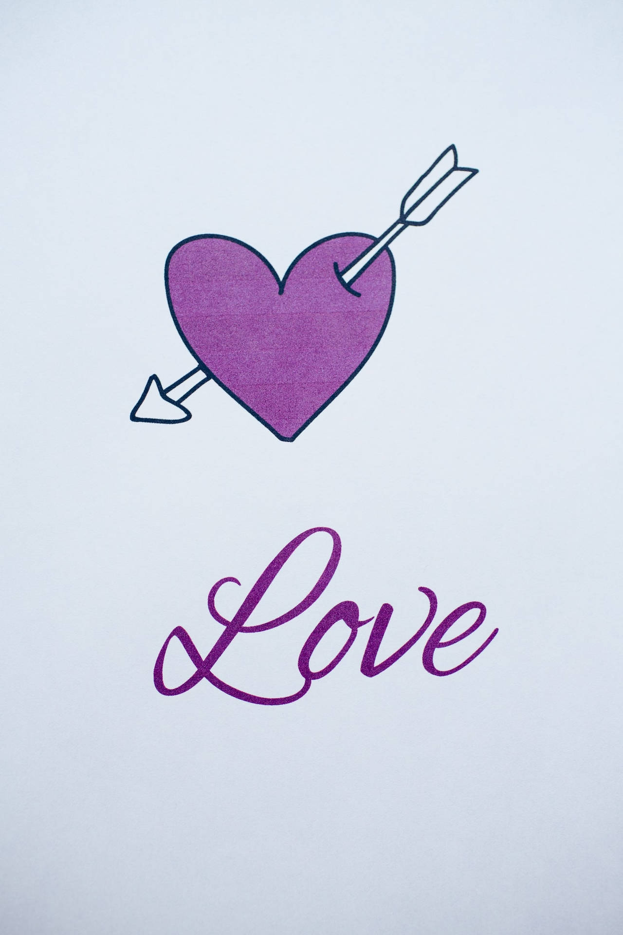 Download Purple Heart With Arrow Love Drawing Art Wallpaper