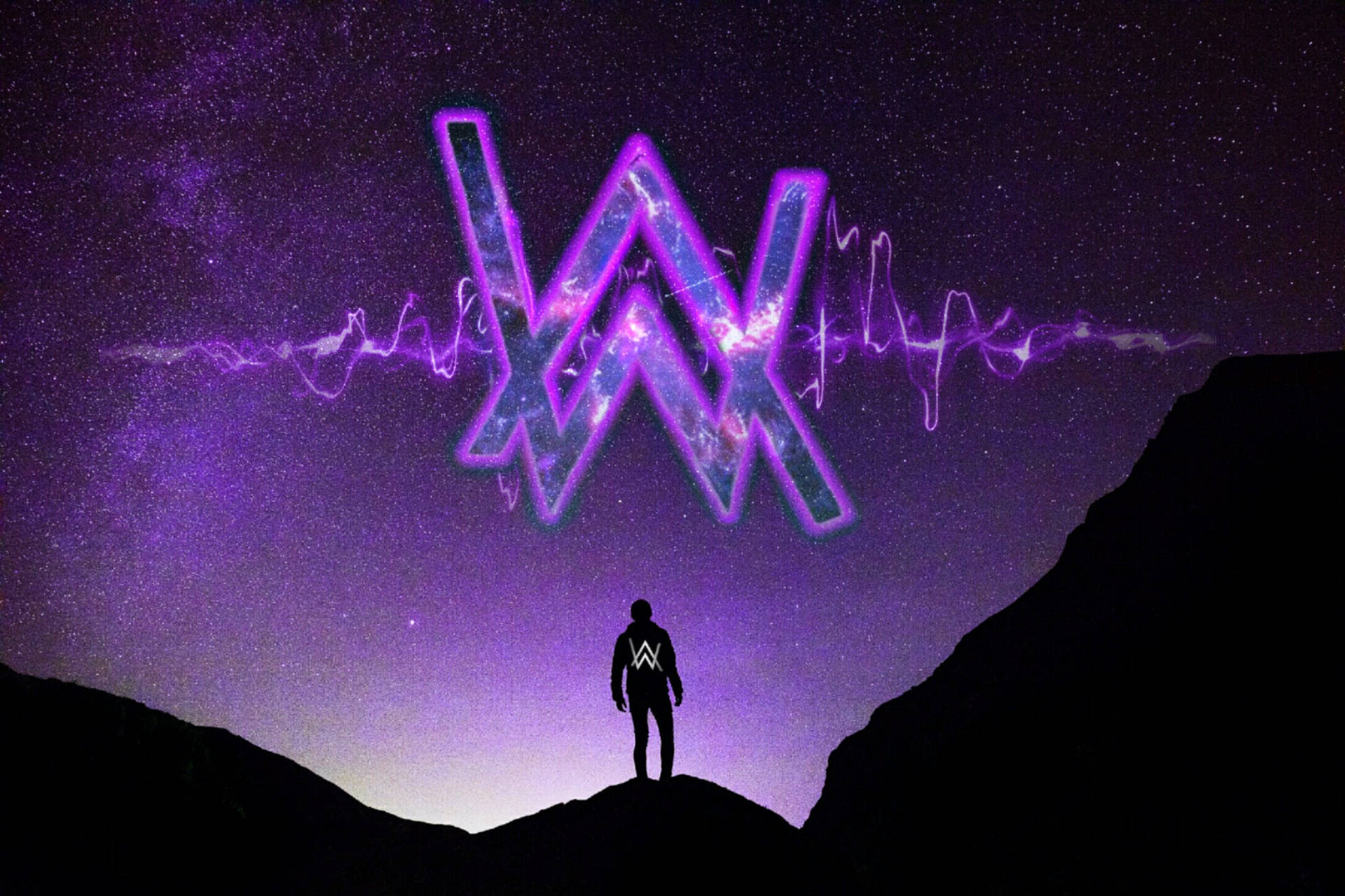 Purple Heartbeat Alan Walker Logo Galaxy Background Wallpaper