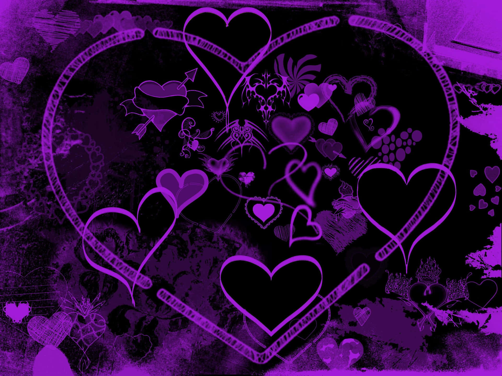 Purple Hearts Collage Wallpaper