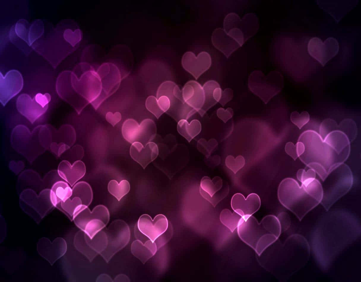 Purple Hearts Glow Desktop Wallpaper Wallpaper