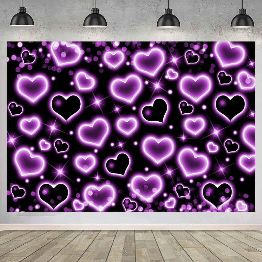 Purple Hearts Glow Wall Art Wallpaper