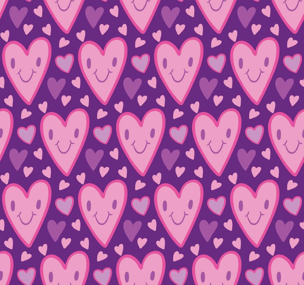 Purple Hearts Pattern Y2 K Aesthetic Wallpaper