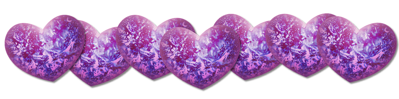 Purple Hearts Row Pattern PNG