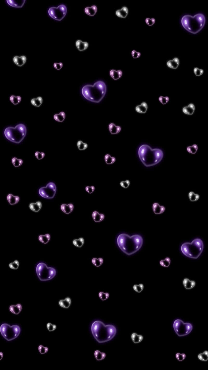 Purple Hearts Y2 K Aesthetic Pattern Wallpaper