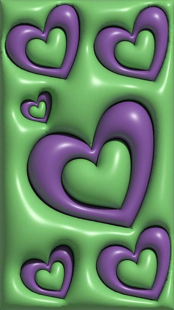 Purple Heartson Green Background Wallpaper