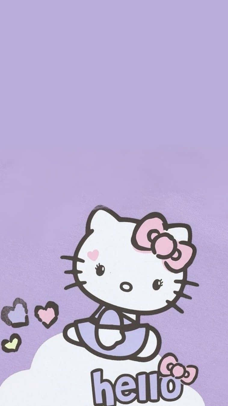 Purple Hello Kitty Greeting Wallpaper