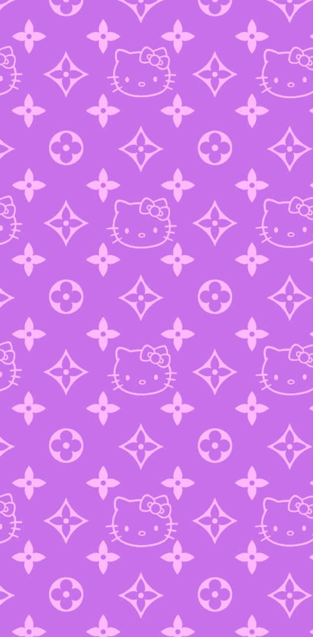 Purple Hello Kitty Pattern Wallpaper Wallpaper