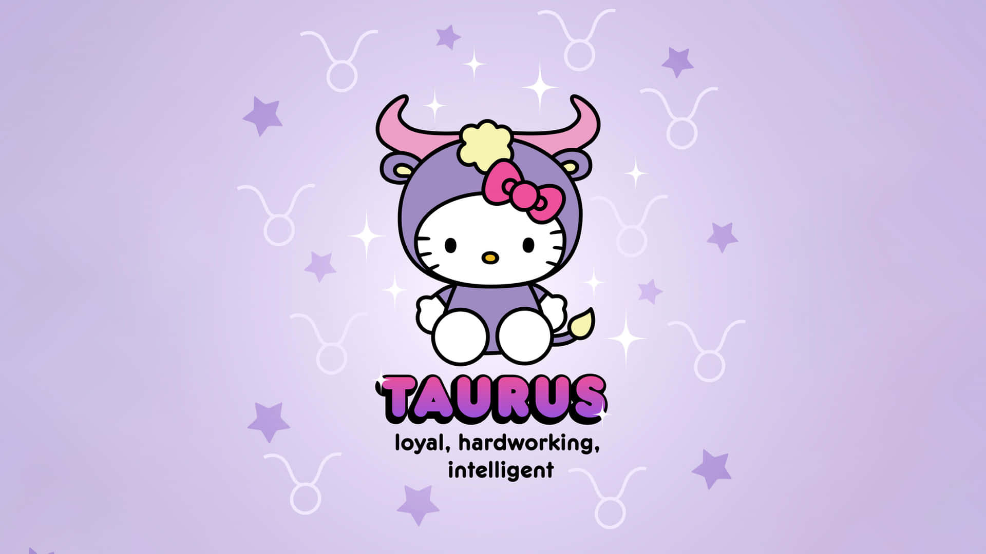 Purple Hello Kitty Taurus Zodiac Wallpaper