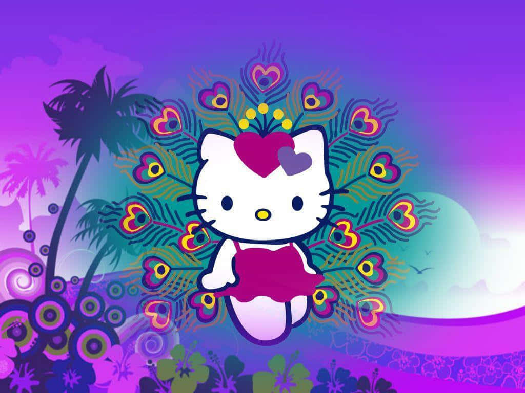 Purple Hello Kitty Tropical Backdrop Wallpaper