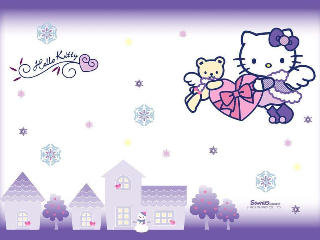 Purple Hello Kitty Winter Theme Wallpaper