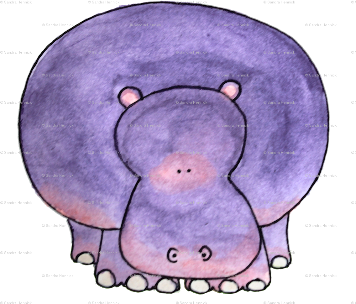 Purple Hippo Illustration PNG