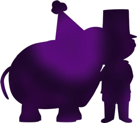 Purple Hippoand Man Silhouette PNG