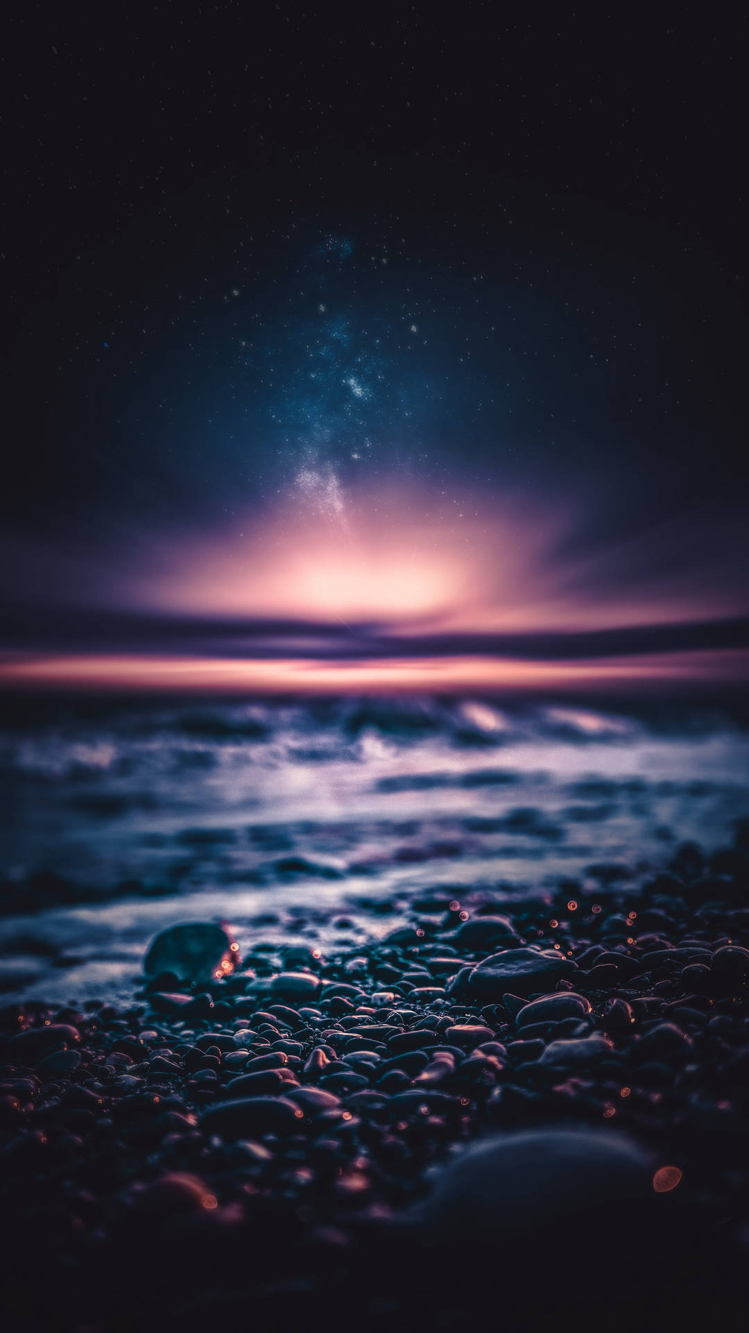 Purple Horizon Light Beach Wave iPhone Wallpaper