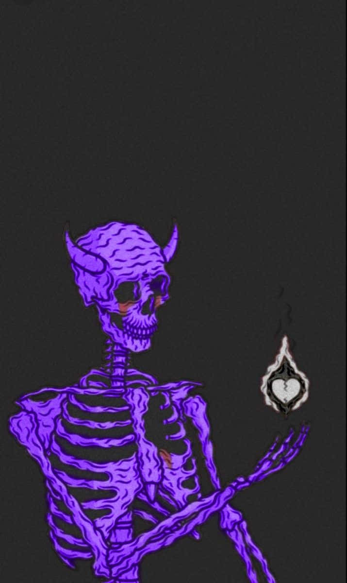 Purple Horned Skeleton Art Wallpaper