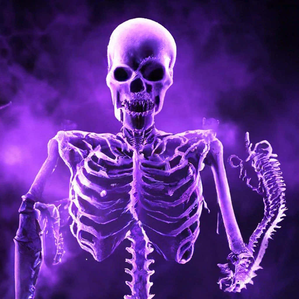 Purple Hued Skeleton Portrait Wallpaper