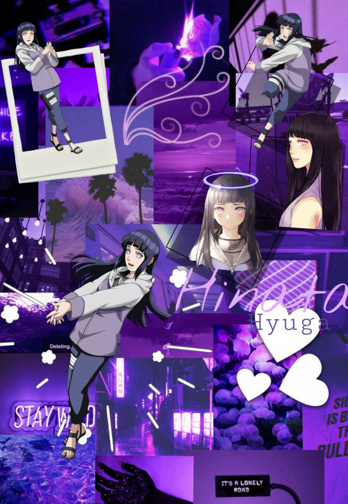Purple Images Aesthetic Hinata Collage Wallpaper