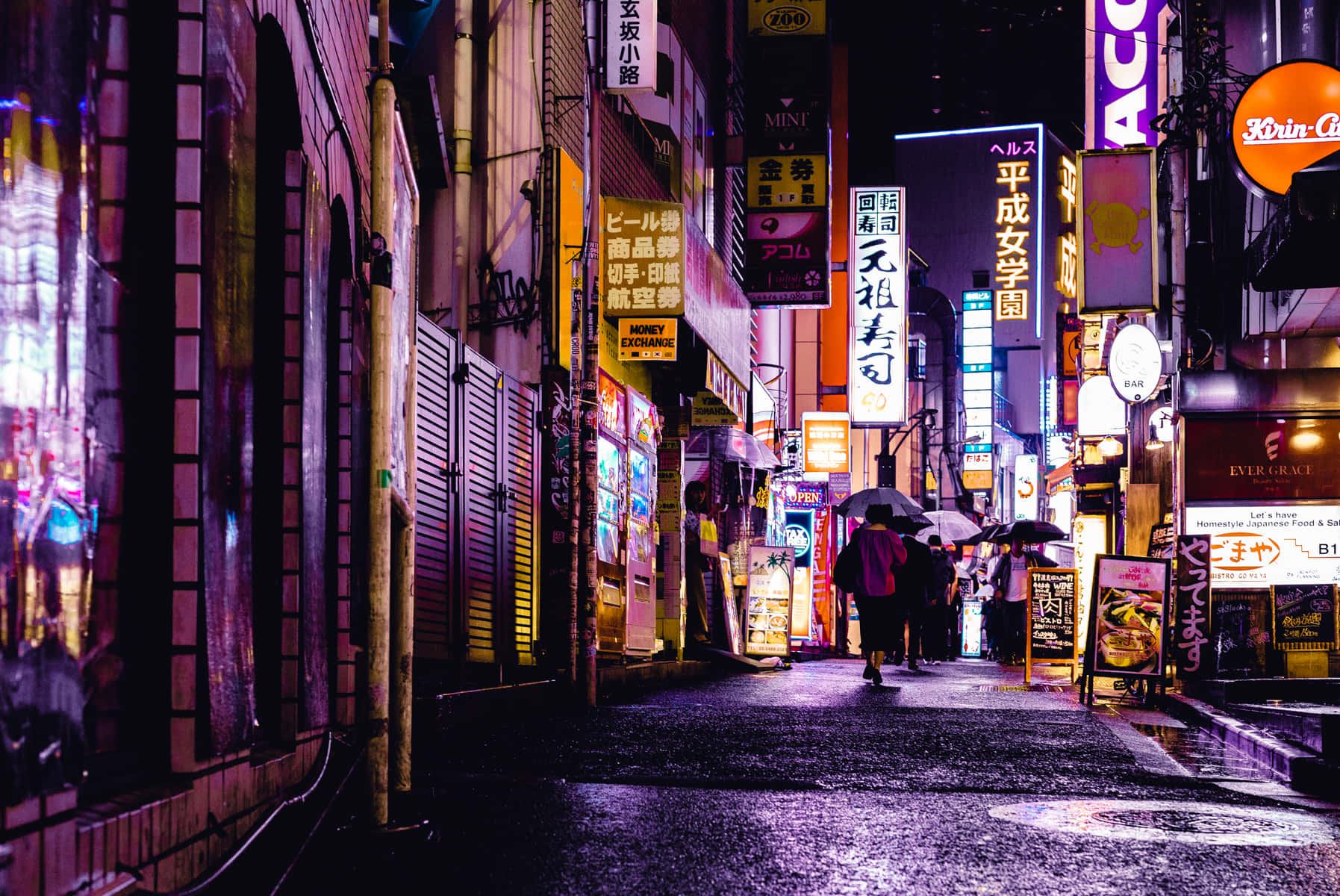 The Lively Japanese Street Scene of Tokyo Wallpaper