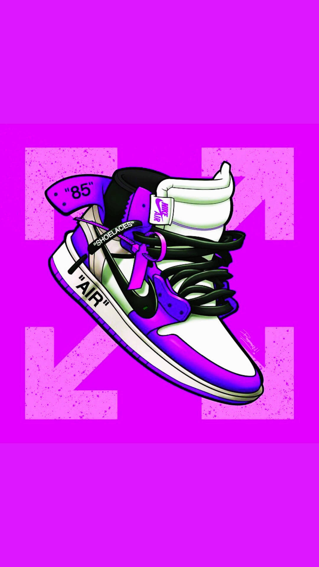 A Purple And White Shoe With A White Arrow On It Wallpaper