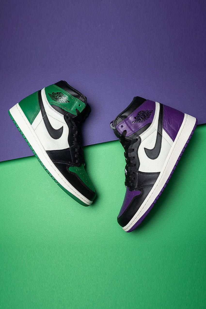 Purple Green Jordan Shoes Wallpaper