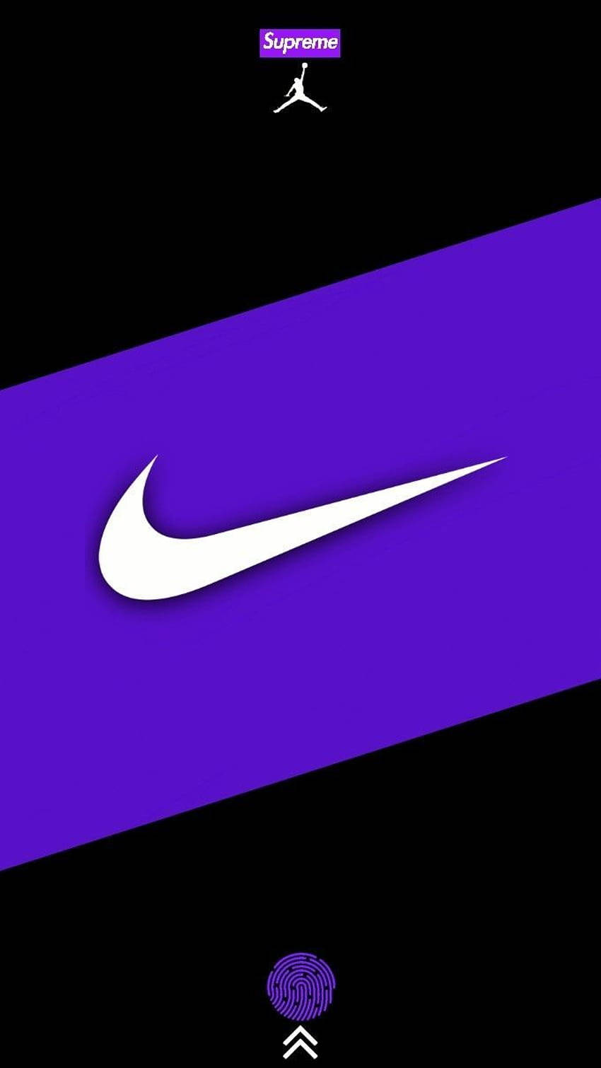 Einlila Und Schwarzes Nike-logo Auf Einem Schwarzen Hintergrund Wallpaper