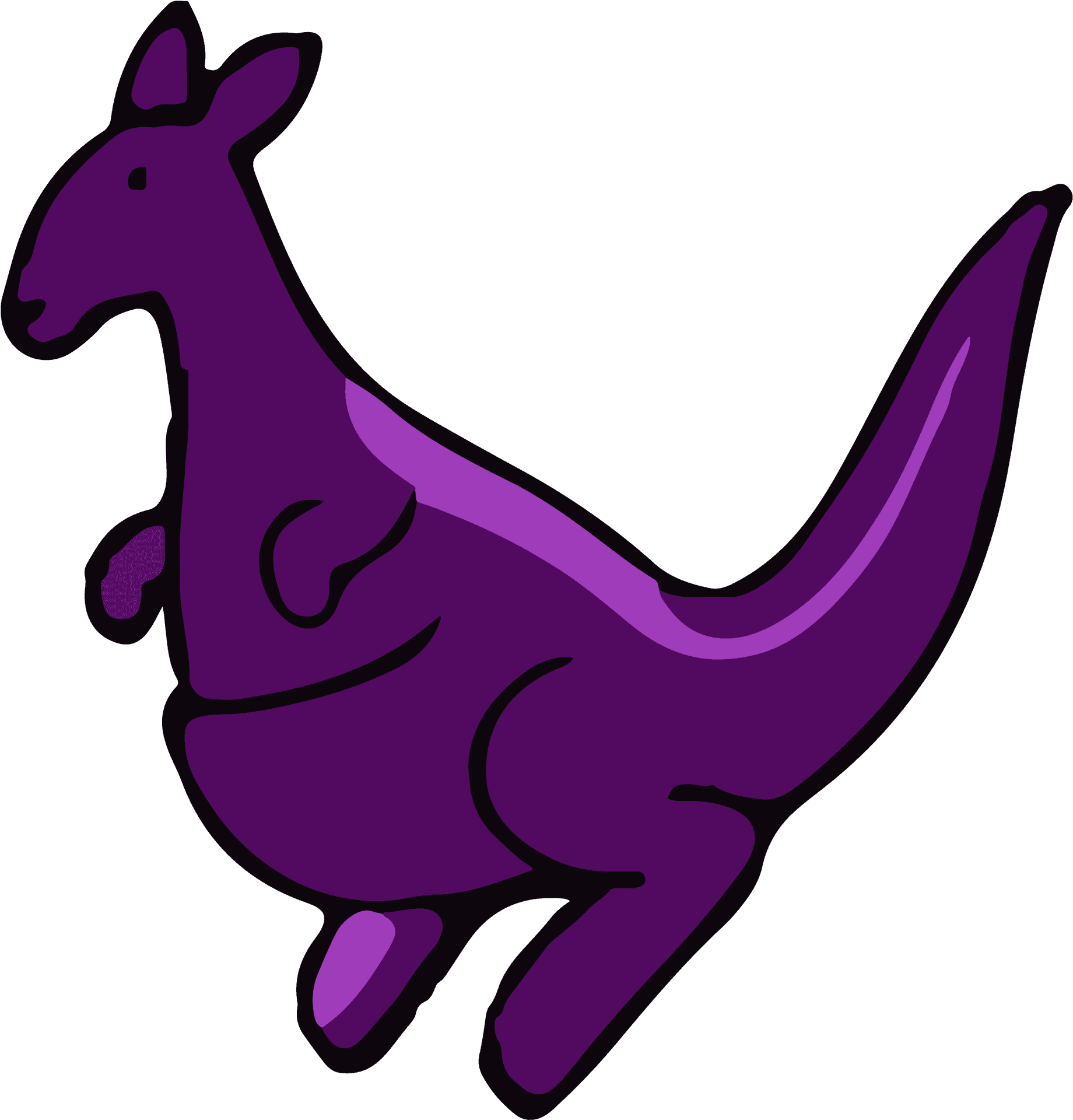 Purple Kangaroo Cartoon Illustration PNG