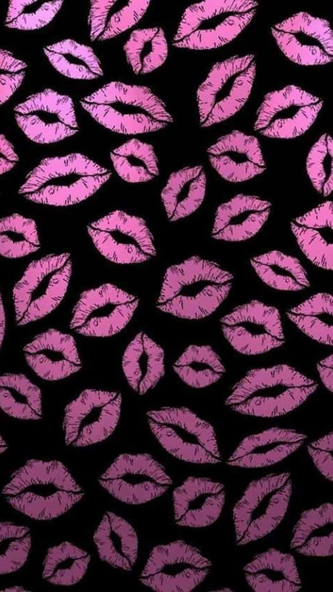Purple Kiss Print Pattern Wallpaper