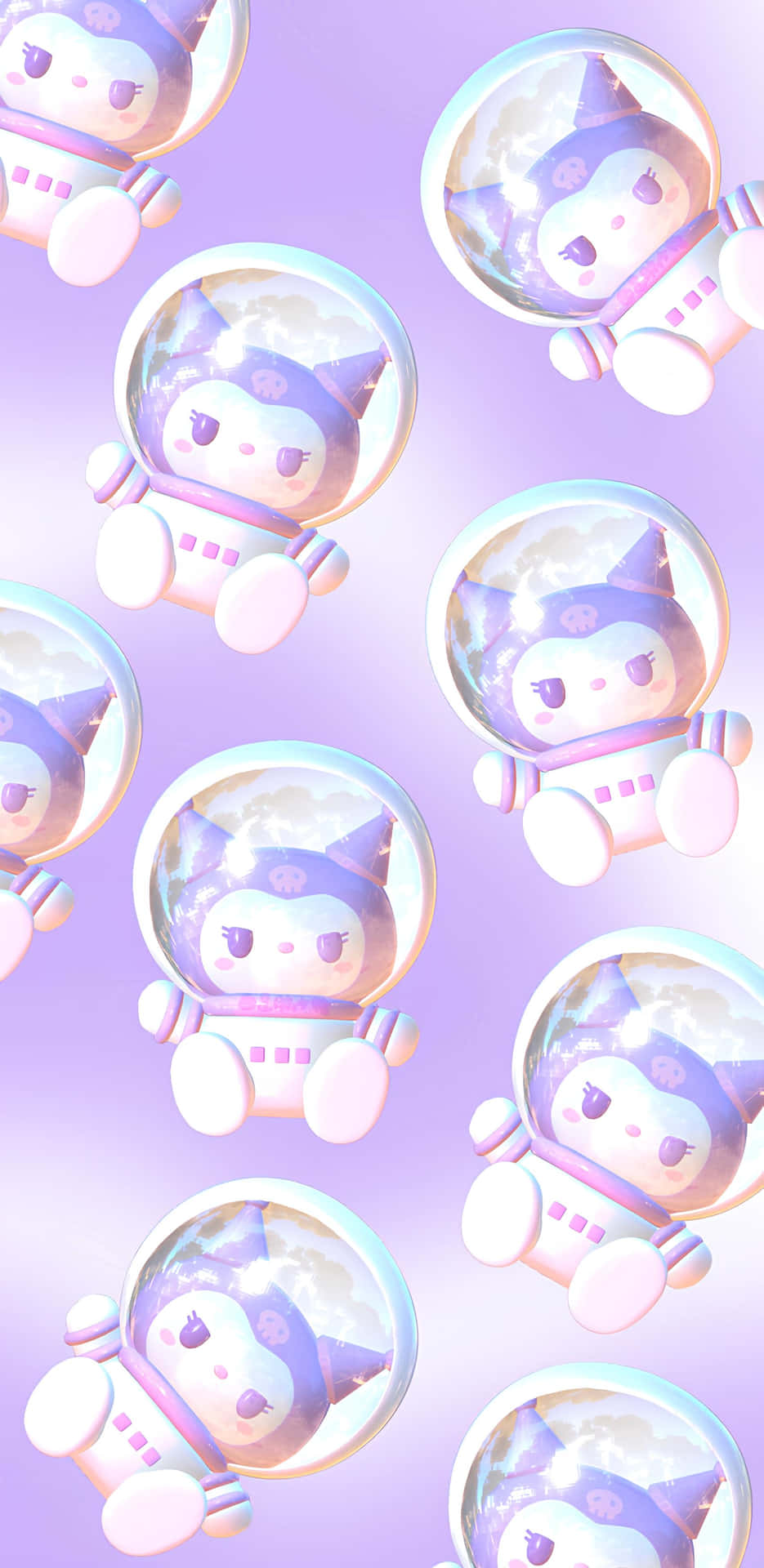 Purple Kuromi Astronaut Reflections Wallpaper