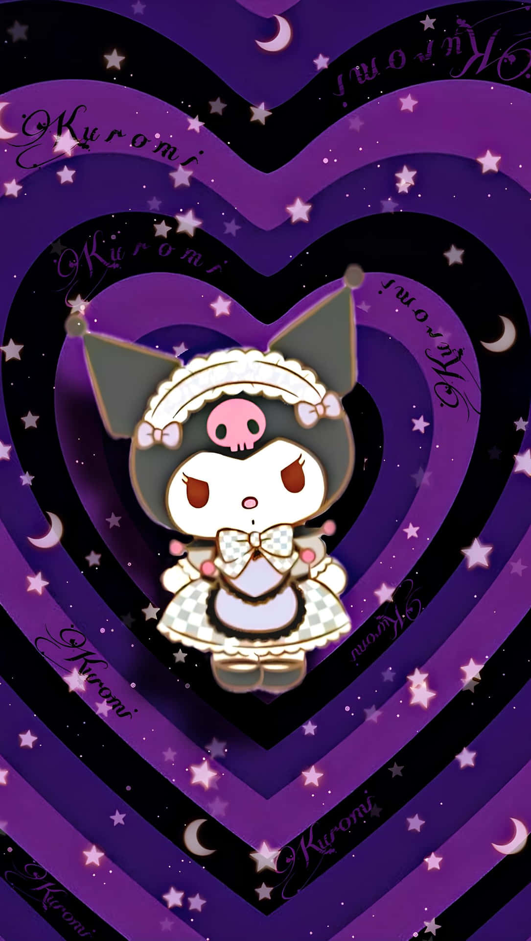 Purple Kuromi Heart Background Wallpaper