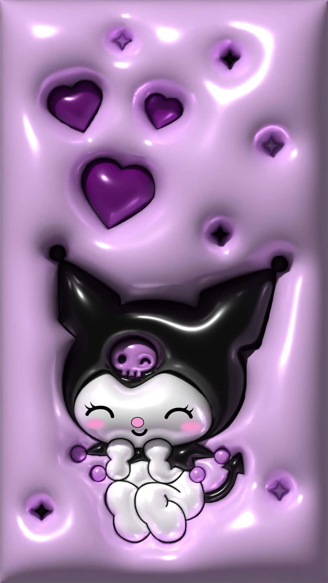 Purple Kuromi Love Hearts Wallpaper