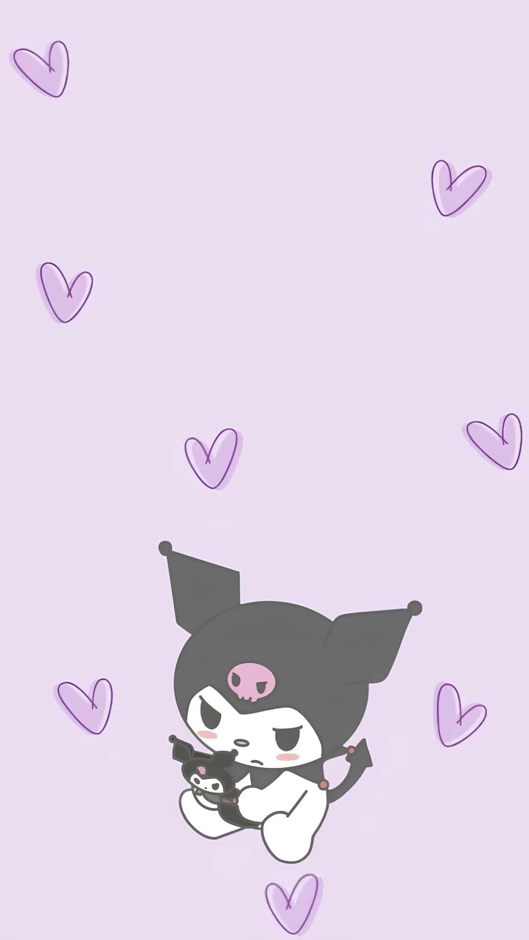 Purple Kuromiwith Hearts Wallpaper