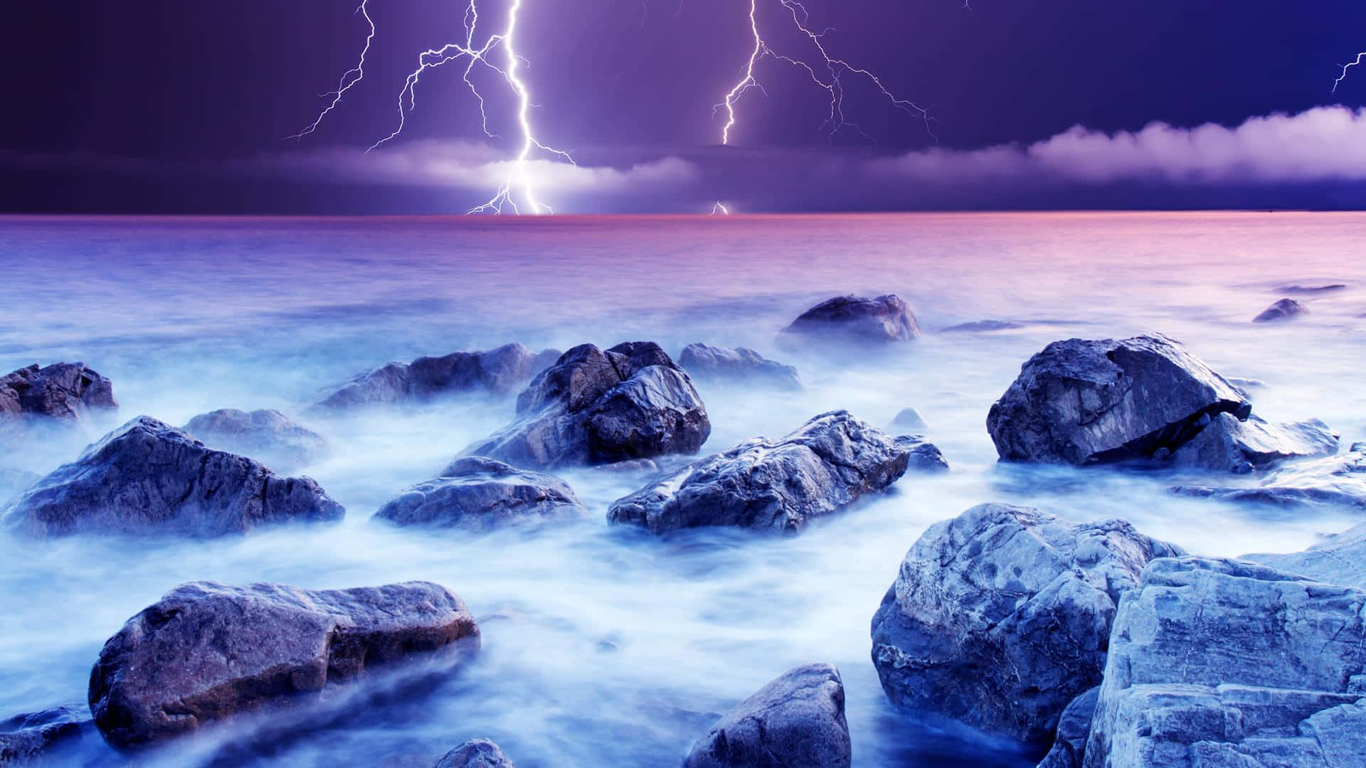Dramatic Purple Lightning Strikes in the Night Sky