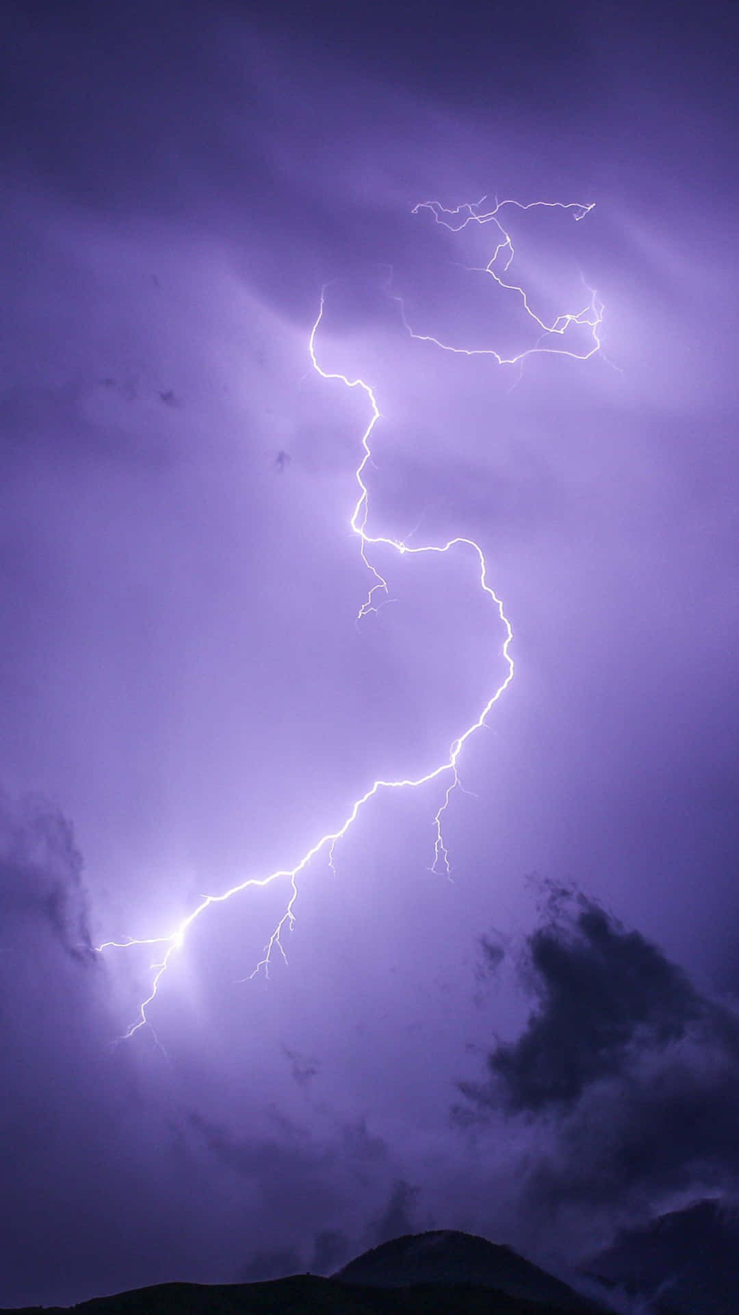 Purple Lightning In Night Sky Wallpaper