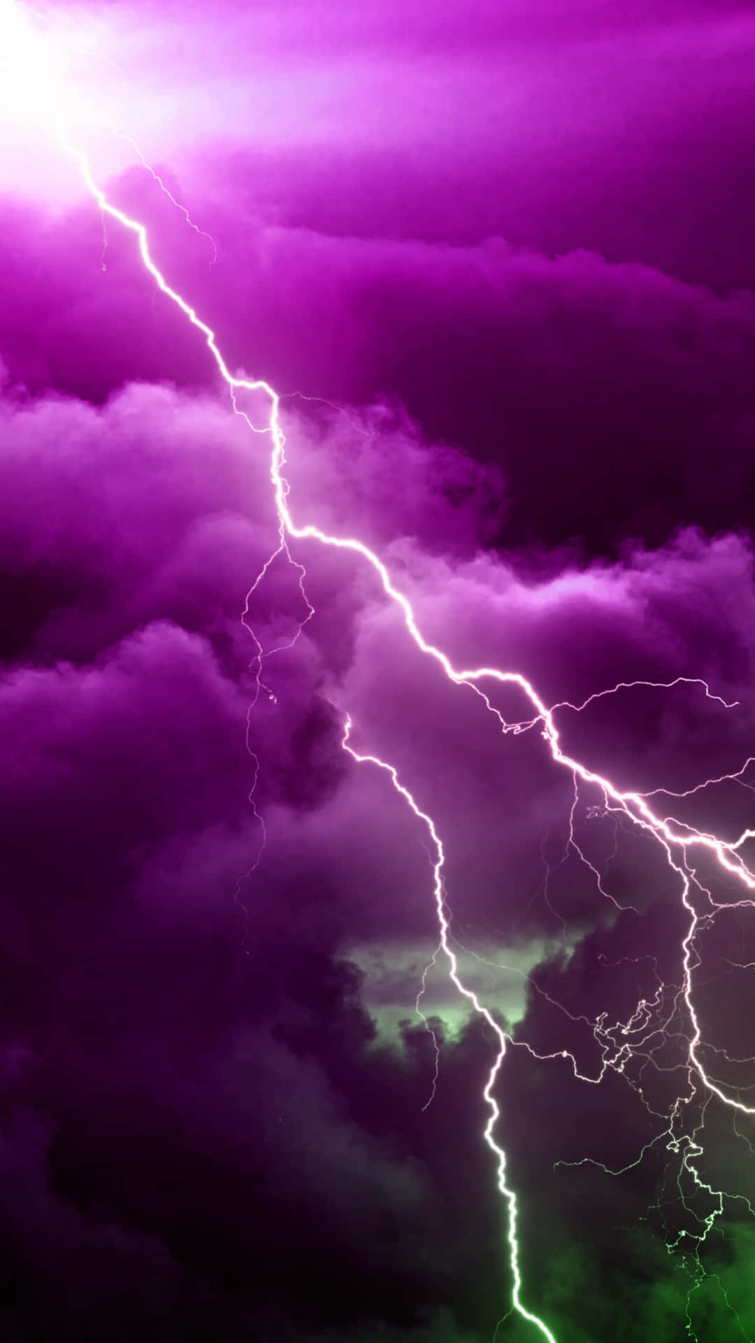 Purple Lightning With Colorful Clouds Wallpaper