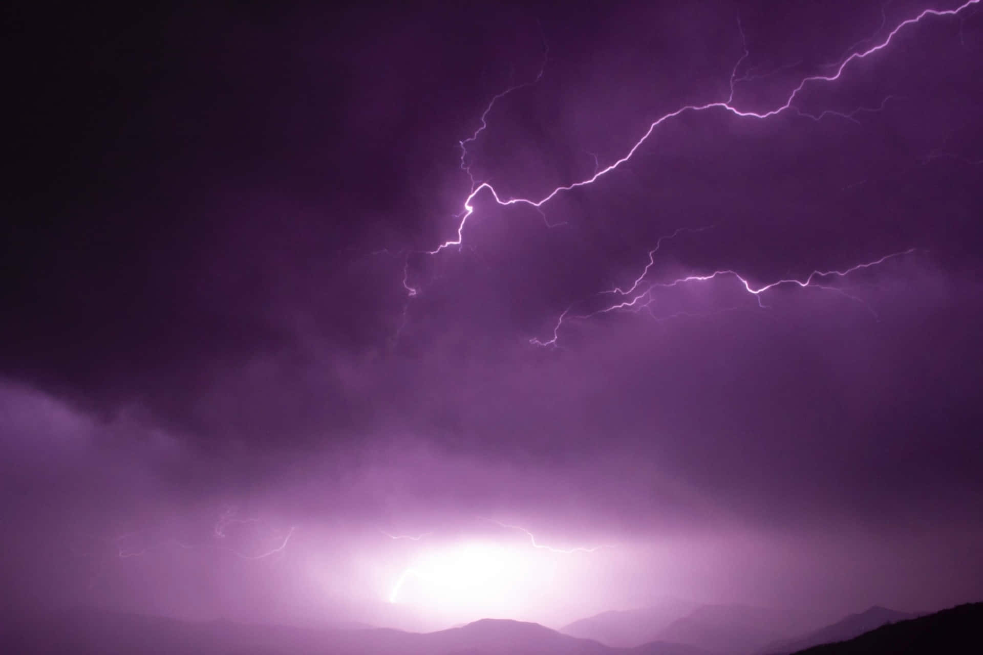 Purple Lightning With Clouds Wallpaper