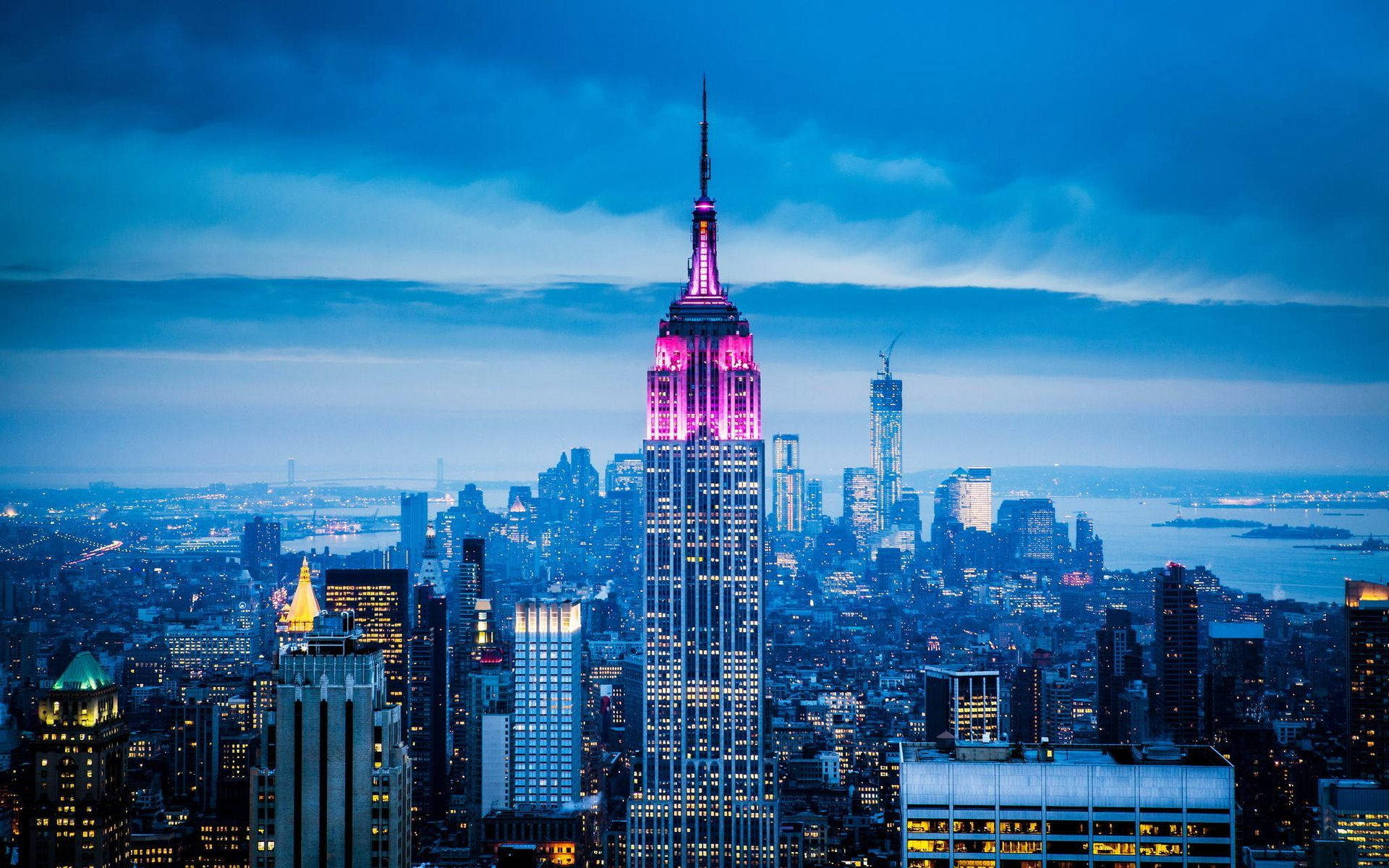 Purple Lights On Empire State Building Wallpaper