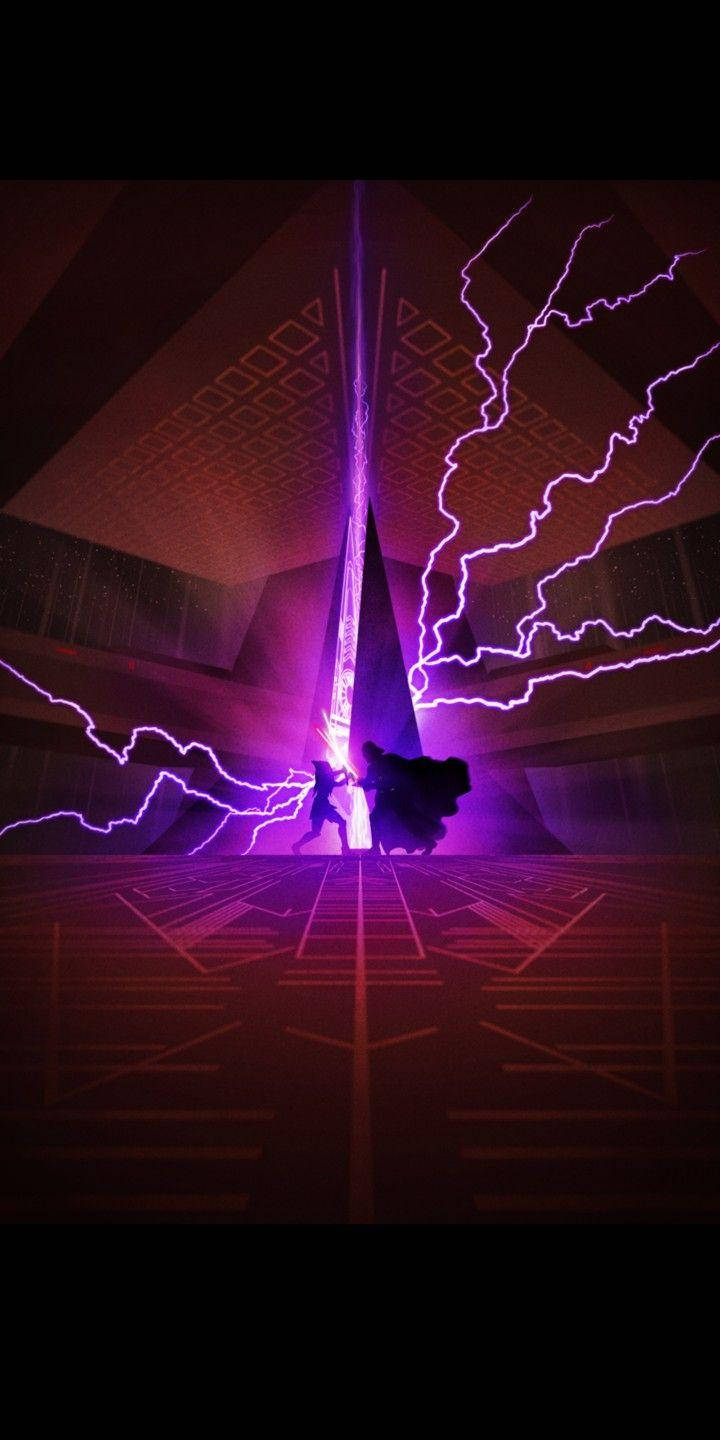 Purple Lightsaber Thunder Wallpaper