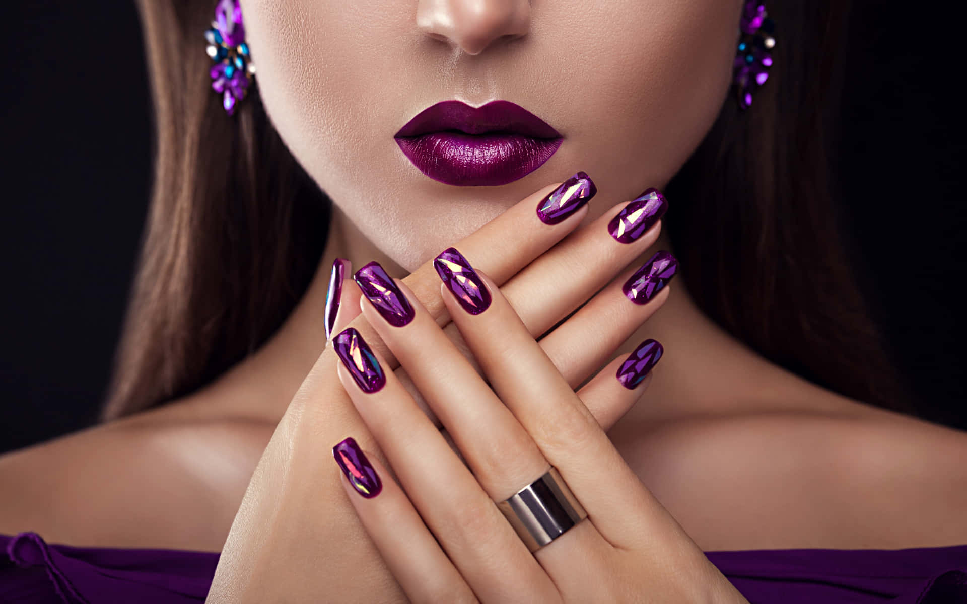 Get Flirty with Purple Lipstick Wallpaper