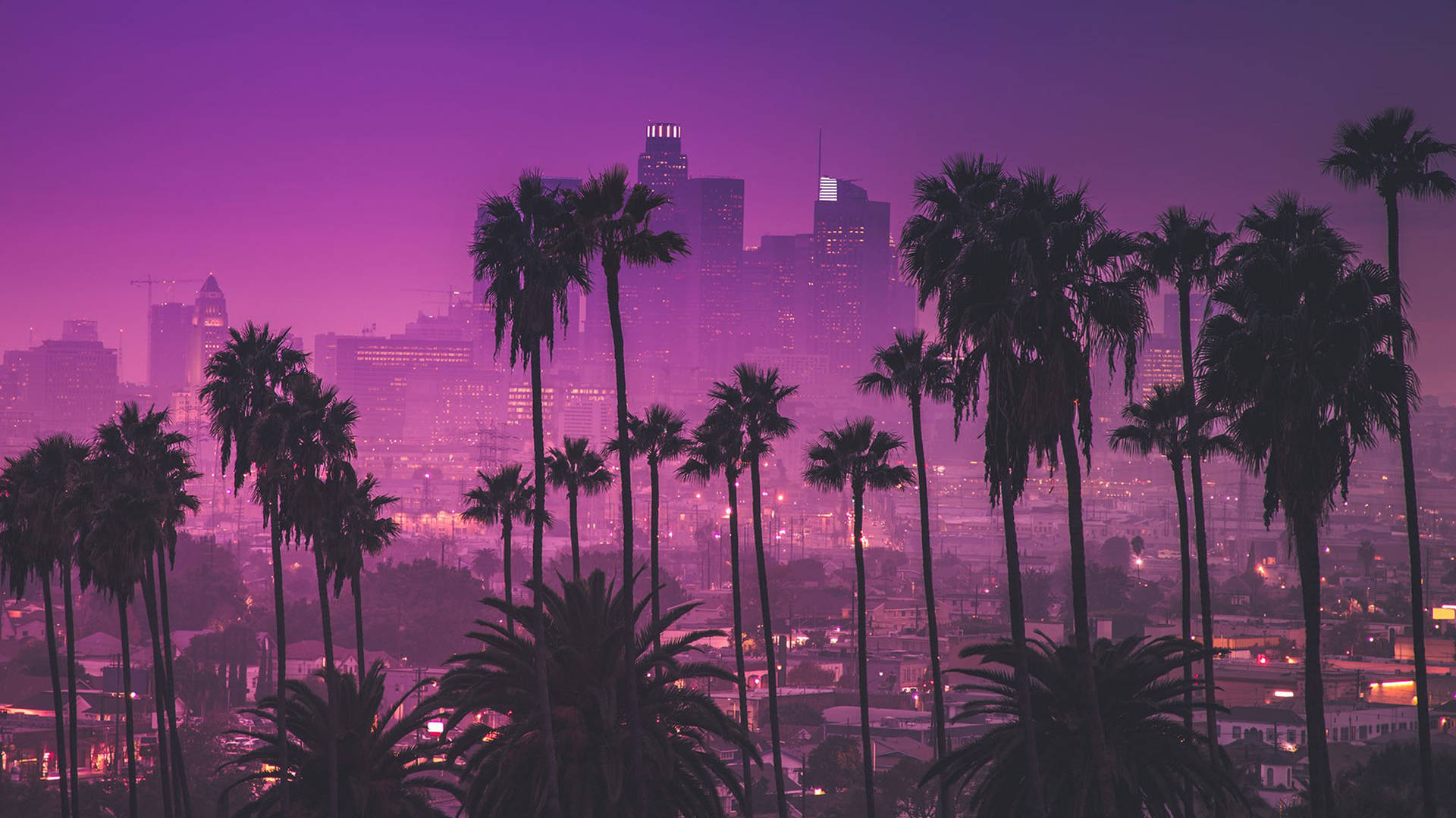 Purple Los Angeles Sunset Wallpaper