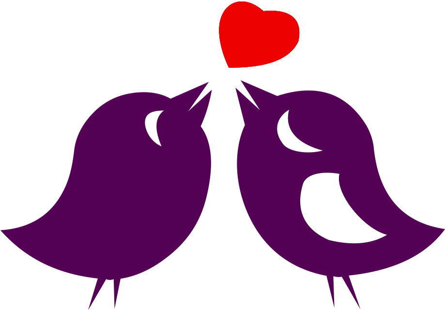 Purple Love Birds Vector PNG
