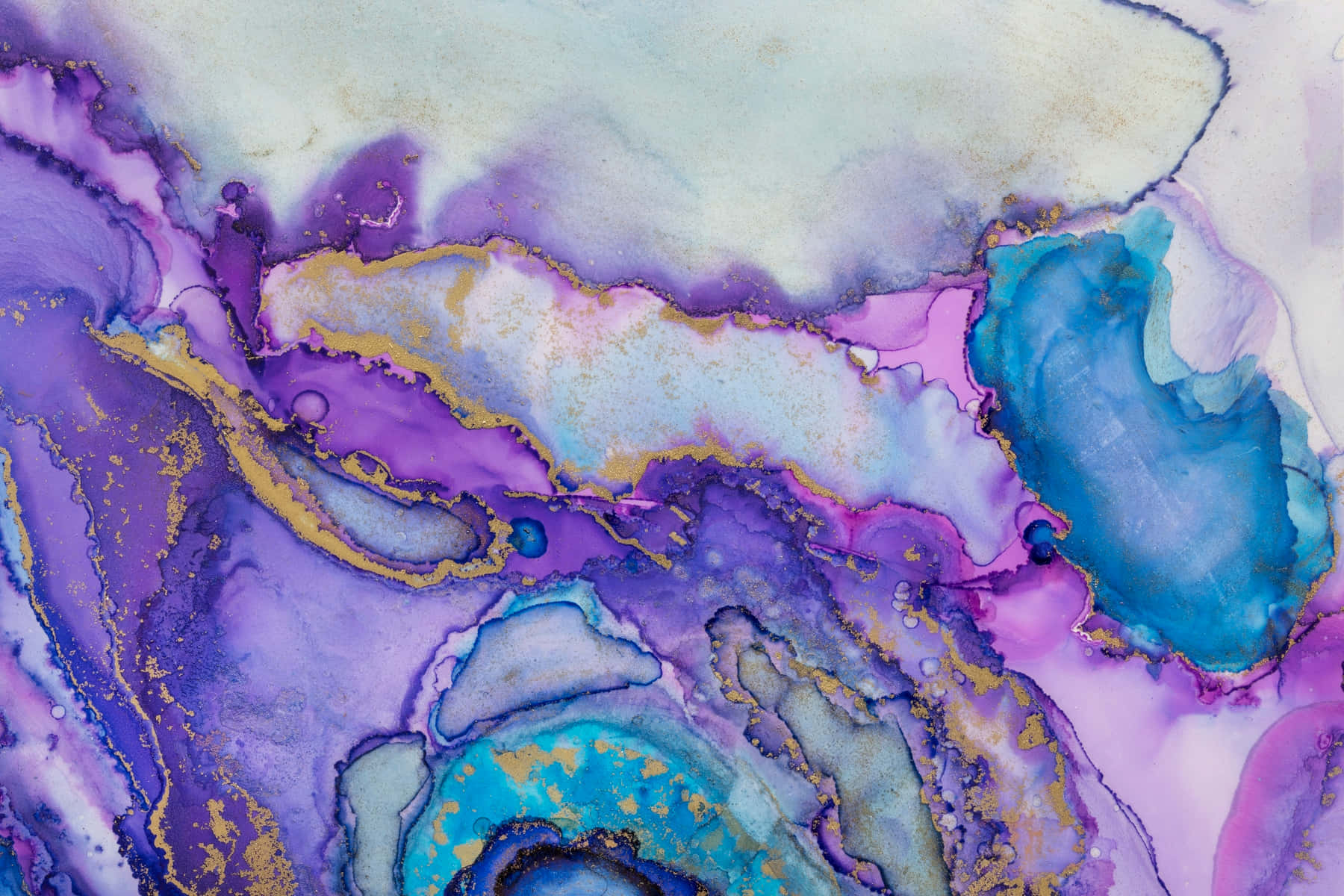 A Painting With Purple, Blue And Gold Colors