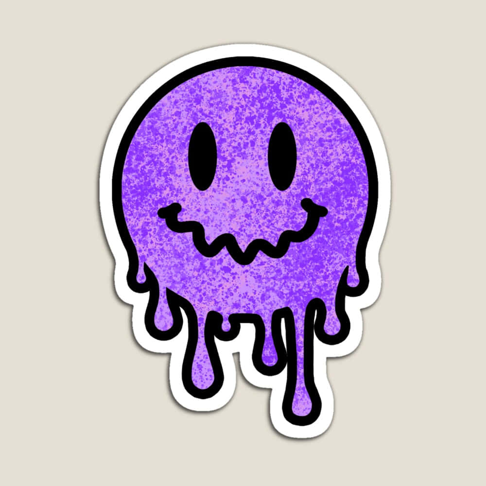 Purple Melting Smiley Sticker Wallpaper