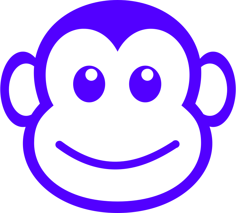 Purple Monkey Outline Graphic PNG