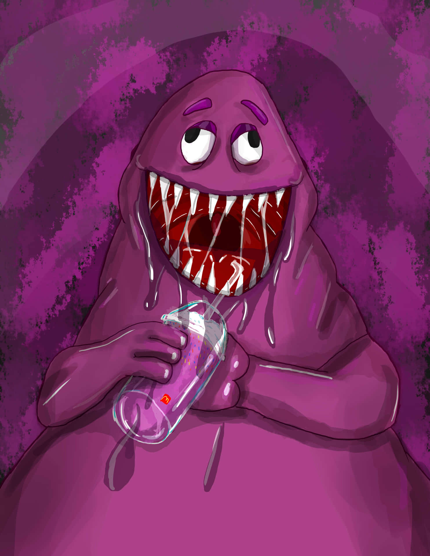 Purple_ Monster_ Grimace_ Drinking Wallpaper