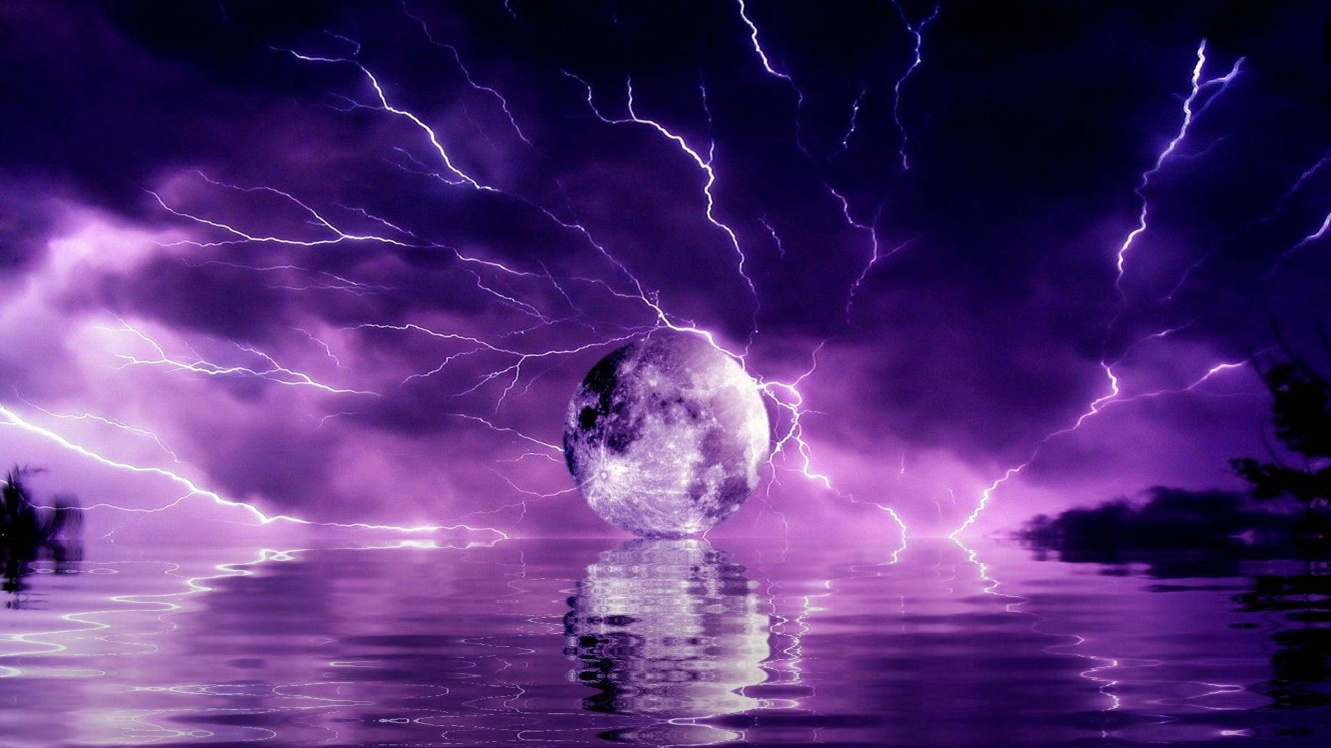 Purple Moon Thunderstorm Wallpaper