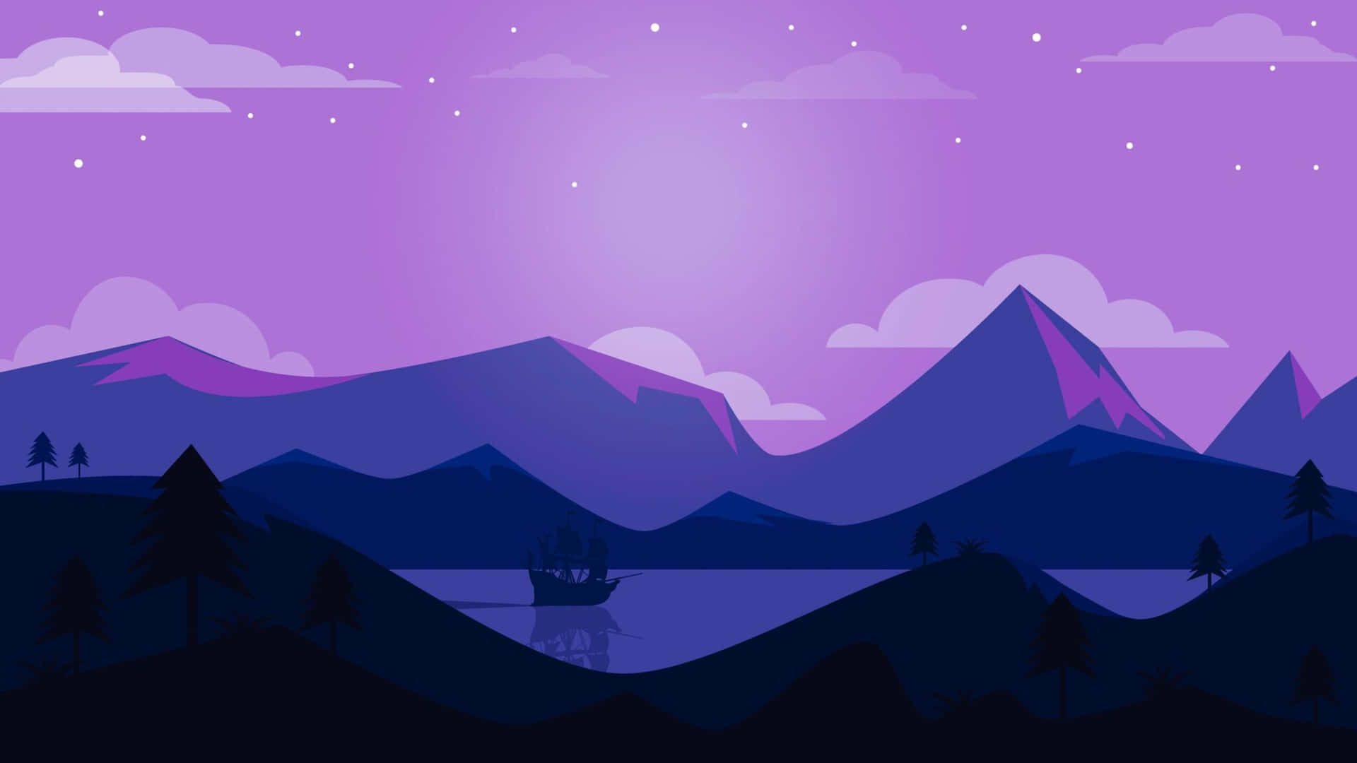 Purple Mountain Landscape Vector Wallpaper