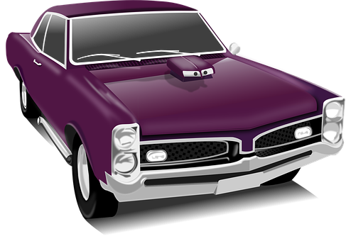 Purple Muscle Car Illustration PNG