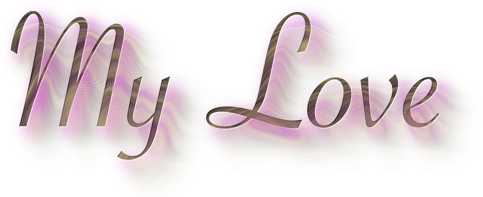 Purple My Love Text Graphic PNG